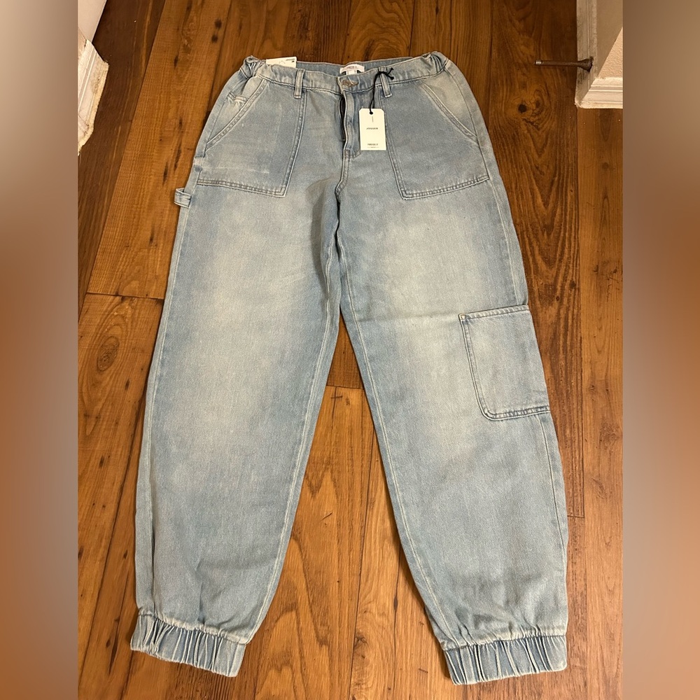 Forever 21 Light Blue High Rise Joggers Jeans